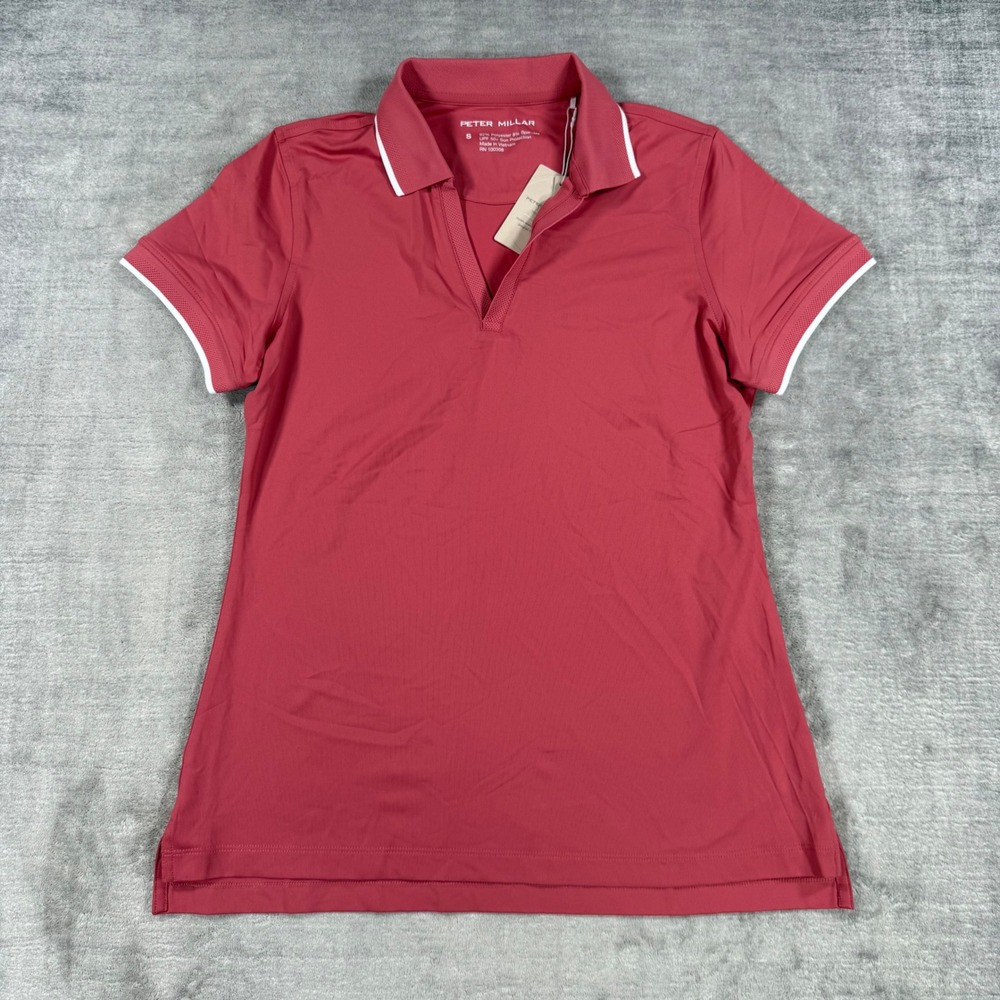 Peter Millar Shirt Women Small Red Betty Polo Short Sleeve UPF Golf Tennis NWT